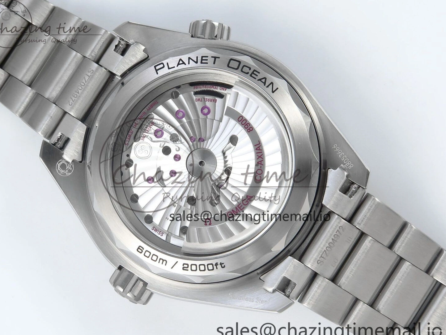 0425 Neat Seamaster Planet Ocean 600M 43.5mm SS SCF 1:1 Best Edition Blue Dial on SS Bracelet A8900 Super Clone 7684